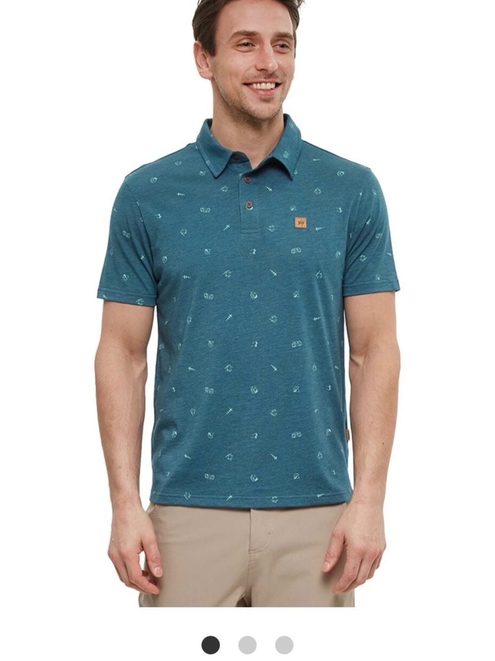 tentree Teal Micro-Print Polo, men’s